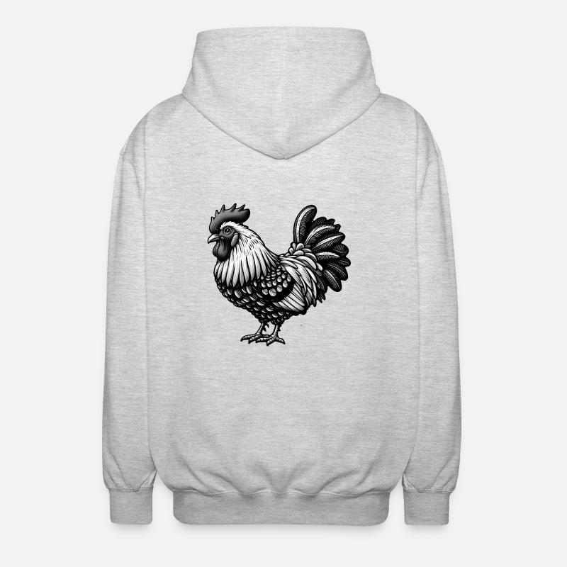 Illustration de coq complexe - Veste à capuche unisexe - gris clair chiné