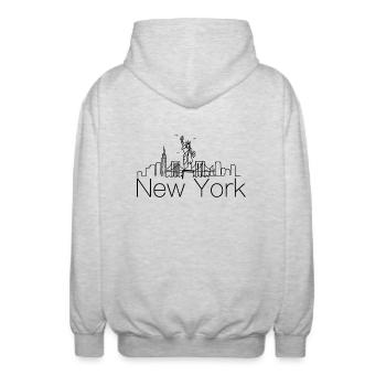 Horizon de New York - Veste à capuche unisexe - gris clair chiné - Dos - AI Model Male 185 light (185cm)