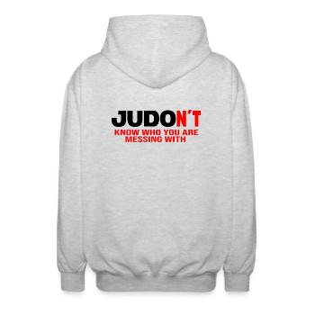 Judo Kampfsport-JUDO Judoka judomeister - Unisex Kapuzenjacke - Hellgrau meliert - Hinten - AI Model Male 185 light (185cm)