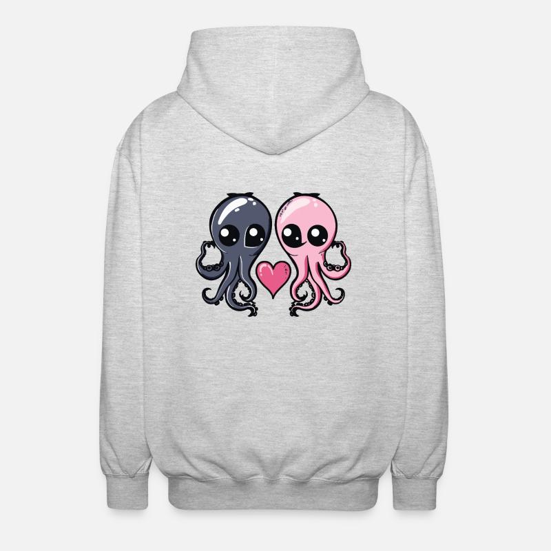 Pieuvre amoureuse Saint-Valentin - Veste à capuche unisexe - gris clair chiné
