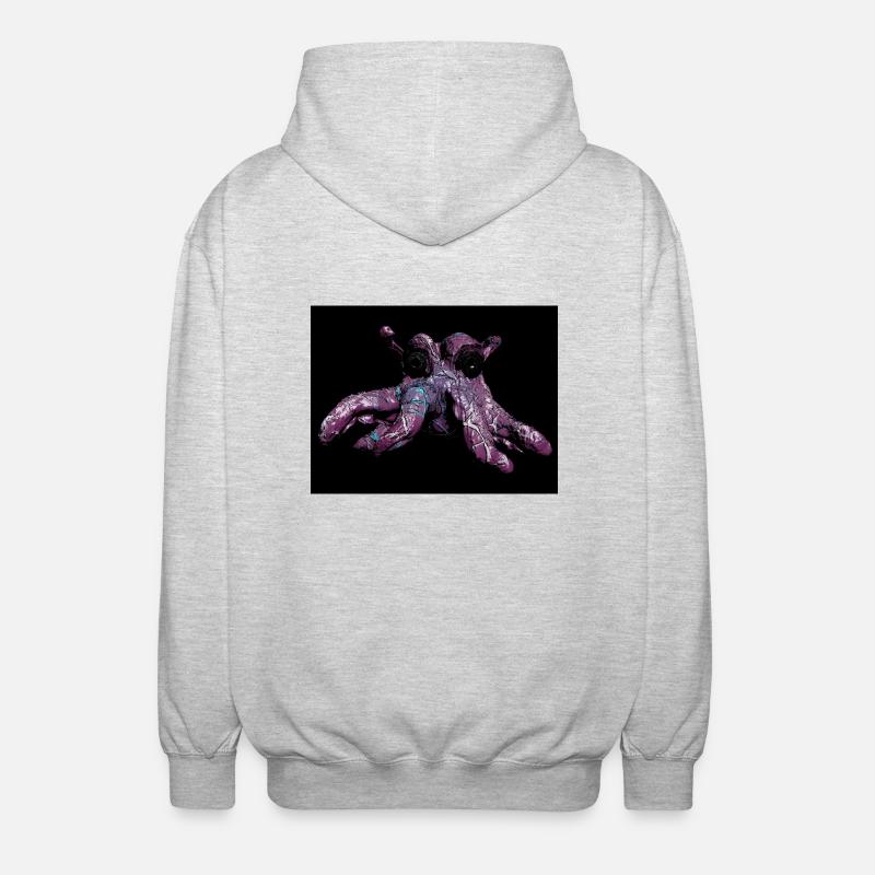 Krake oktopuss - Unisex Kapuzenjacke - Hellgrau meliert