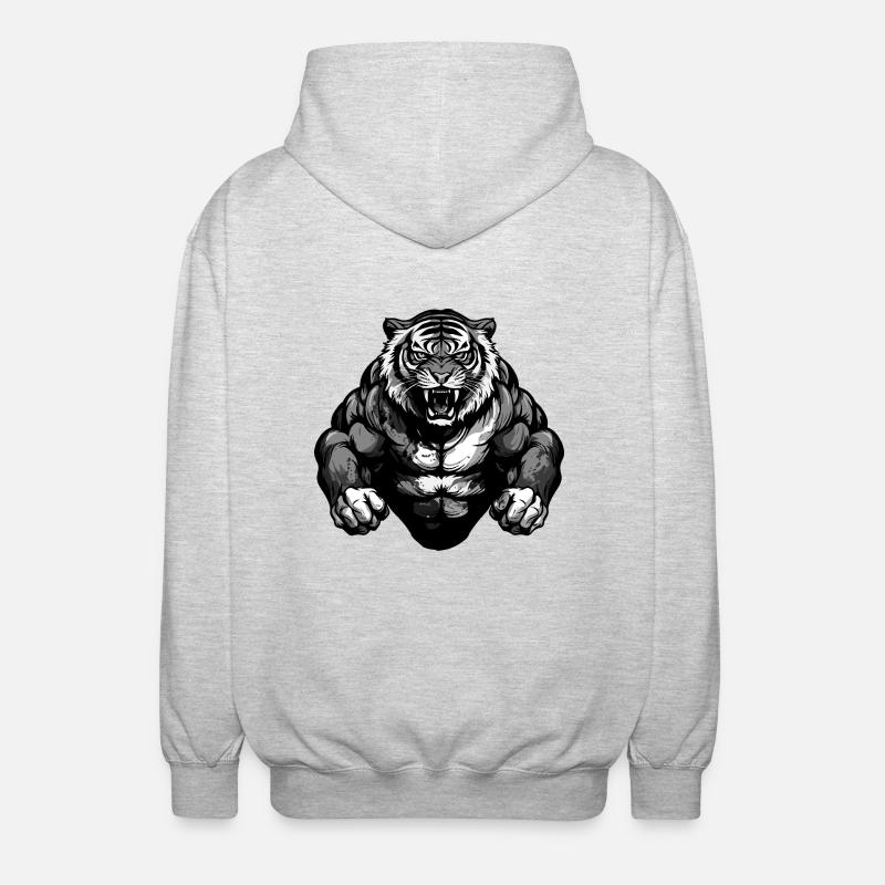 Musculation Tiger Muscles - Veste à capuche unisexe - gris clair chiné