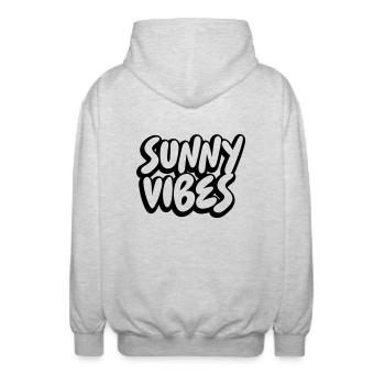 SUNNY VIBES - Unisex Hooded Jacket - light heather grey - Back - AI Model Male 185 light (185cm)