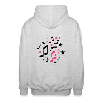 Noten - Musik - Unisex Kapuzenjacke - Hellgrau meliert - Hinten - AI Model Male 185 light (185cm)