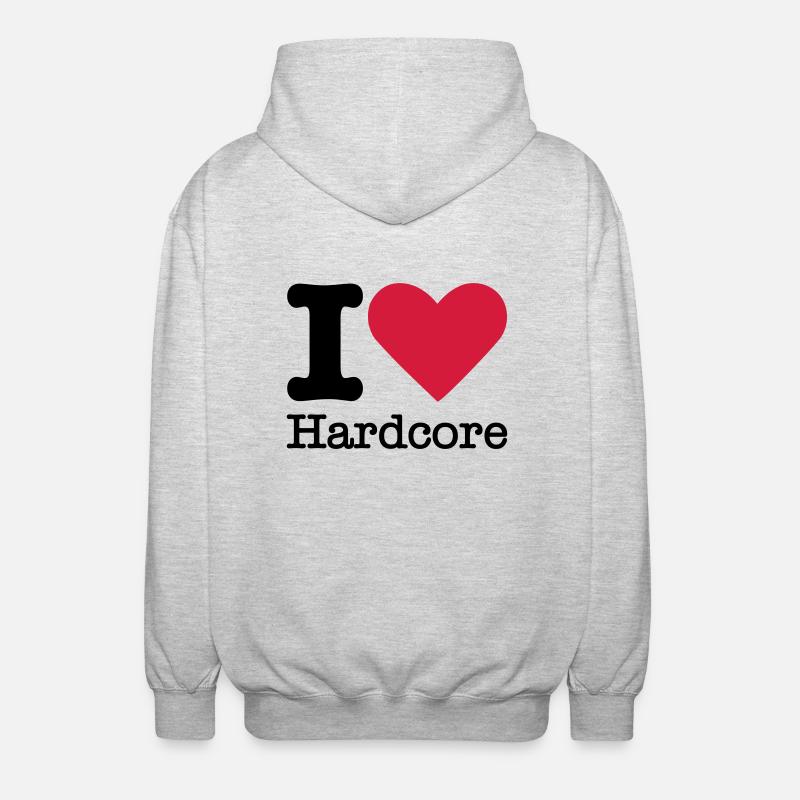 J'aime Hardcore - Veste à capuche unisexe - gris clair chiné
