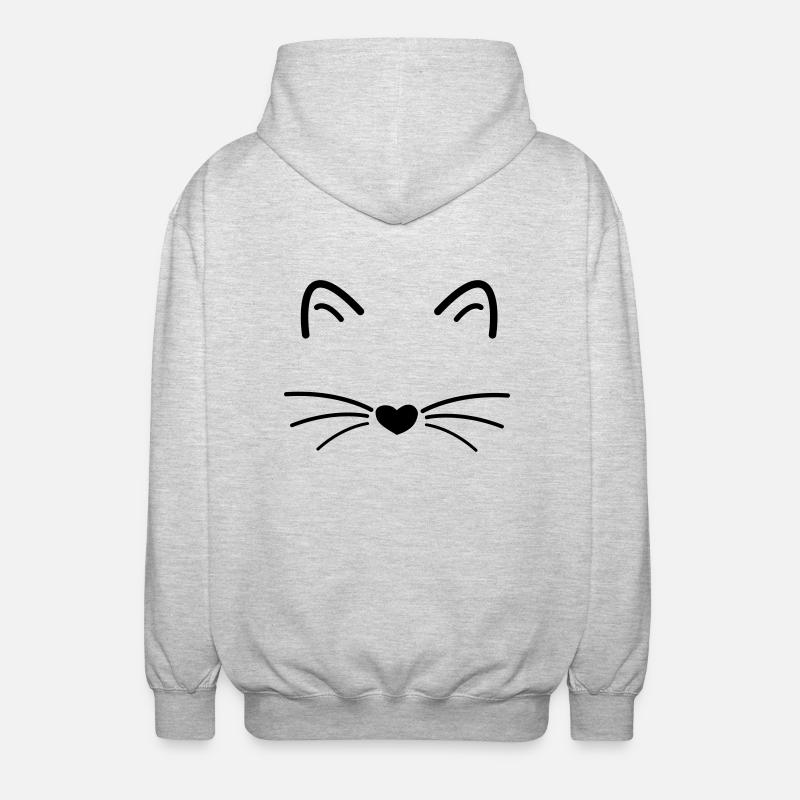 Cat's gift cat's head - Unisex Hooded Jacket - light heather grey