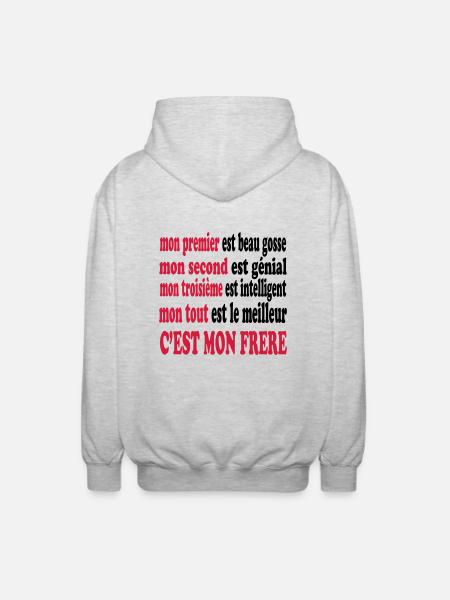 Mon frère est beau - Unisex Hooded Jacket - light heather grey