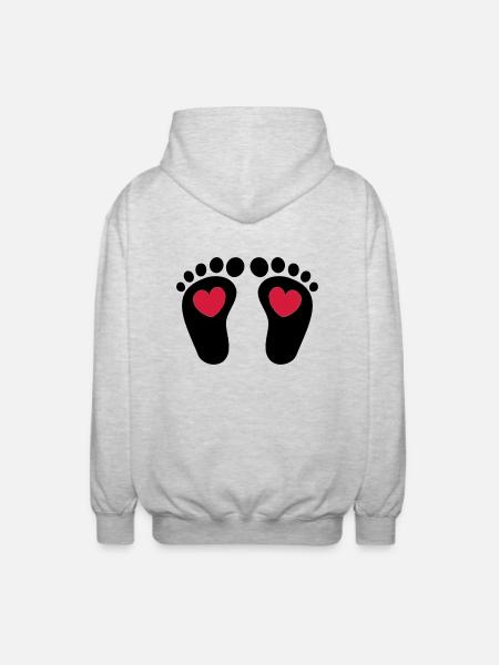 ❤ټCute Baby Footprints-Vector Footprintsټ❤ - Unisex Hooded Jacket - light heather grey