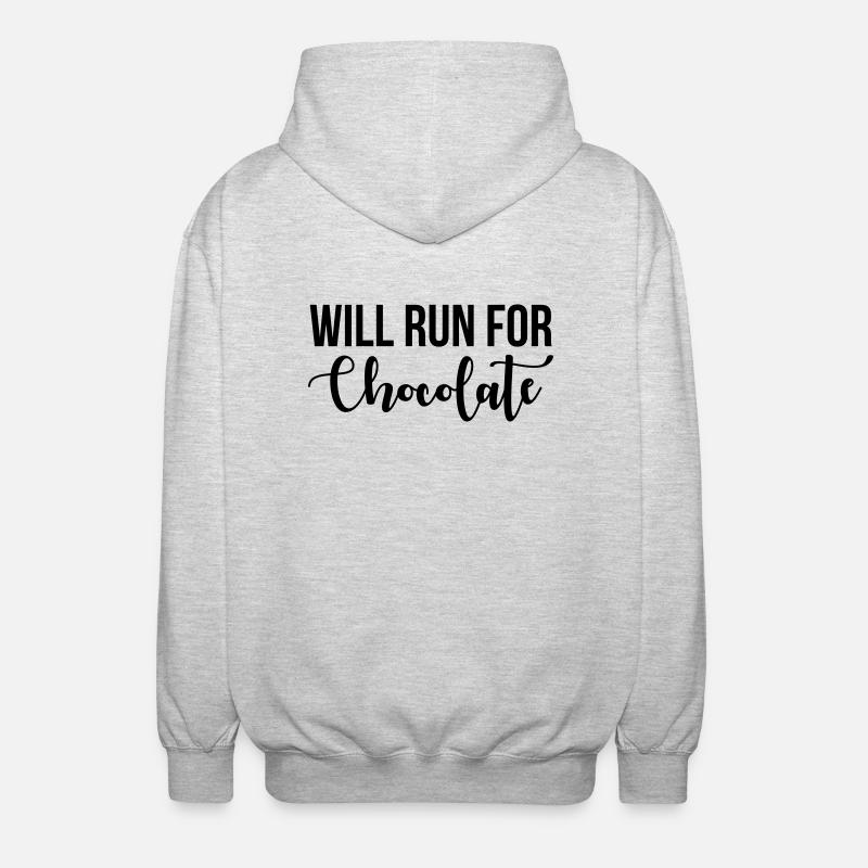 Will run for chocolate - Unisex Kapuzenjacke - Hellgrau meliert