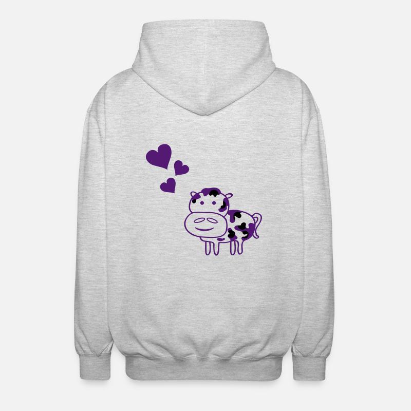 cow_in_love - Veste à capuche unisexe - gris clair chiné
