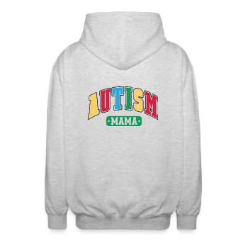 Maman autiste autiste - Veste à capuche unisexe - gris clair chiné - Dos - AI Model Male 185 light (185cm)