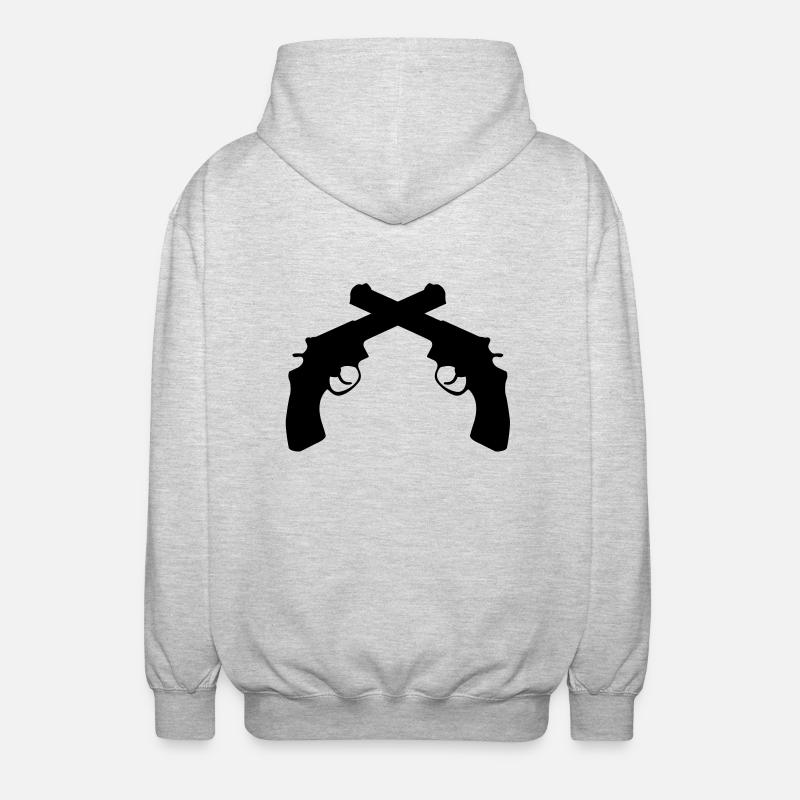 Crossed Revolvers - Unisex Hooded Jacket - light heather grey