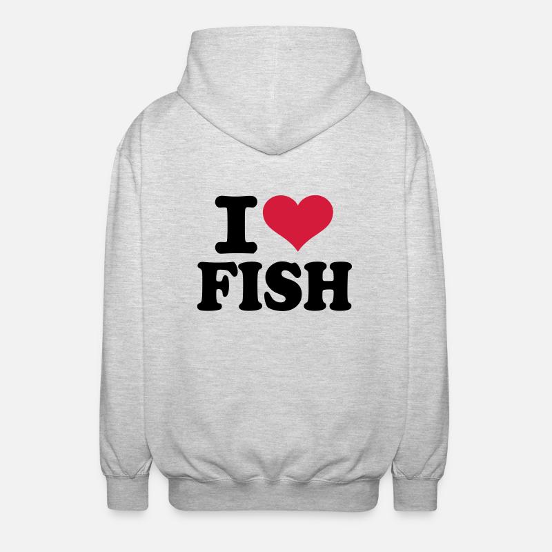 I love Fish - Unisex Hooded Jacket - light heather grey