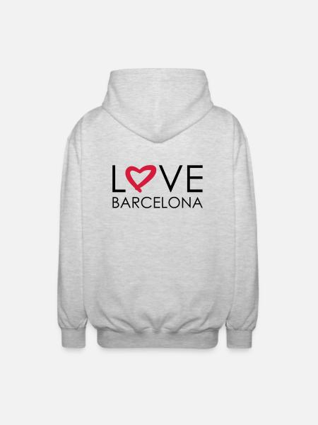 love barcelona - Unisex Hooded Jacket - light heather grey