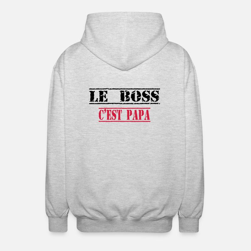 Le boss c'est papa - Veste à capuche unisexe - gris clair chiné