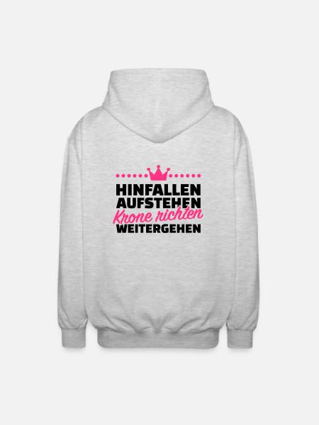 Krone richten weitergehen - Unisex Kapuzenjacke - Hellgrau meliert