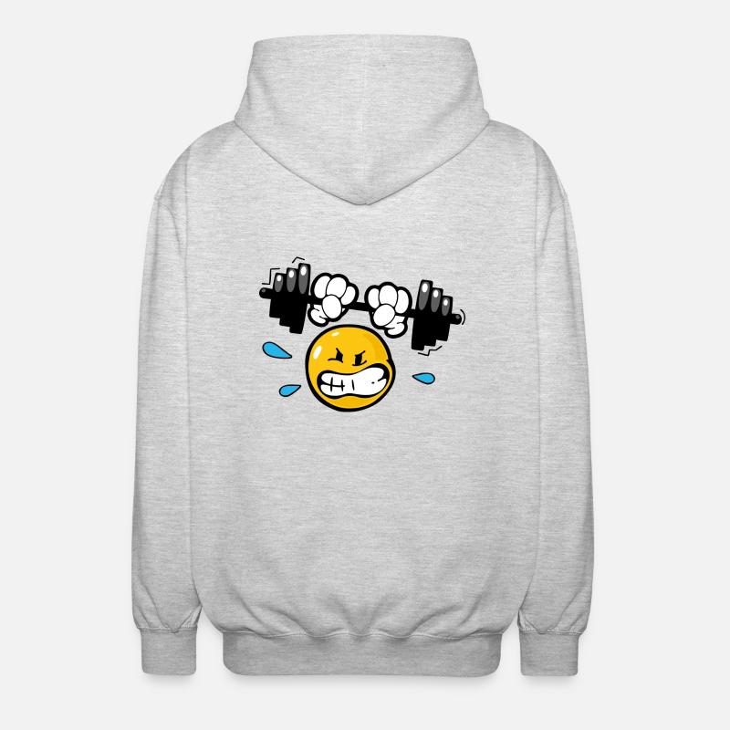 Sollevamento pesi smiley - Felpa unisex con cappuccio - grigio chiaro melange