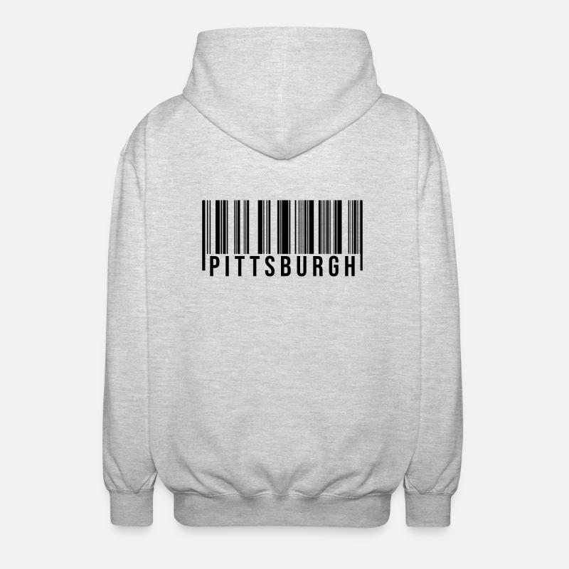 Pittsburgh Barcode - Unisex Hooded Jacket - light heather grey