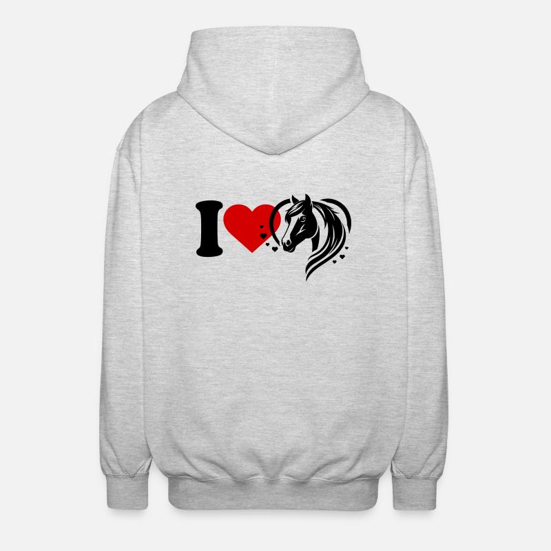 I love Pferde - Unisex Kapuzenjacke - Hellgrau meliert