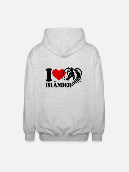 I love Pferd Isländer - Unisex Kapuzenjacke - Hellgrau meliert