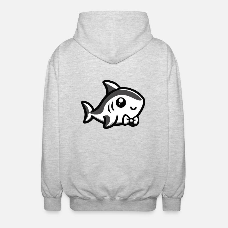 Cute shark with bow tie - Unisex Hooded Jacket - light heather grey