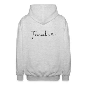 Wanderlust... - Unisex Hooded Jacket - light heather grey - Back - AI Model Male 185 light (185cm)