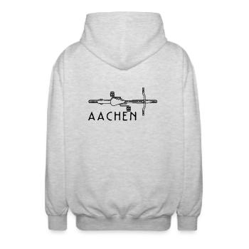 Fahrrad Aachen - Unisex Kapuzenjacke - Hellgrau meliert - Hinten - AI Model Male 185 light (185cm)