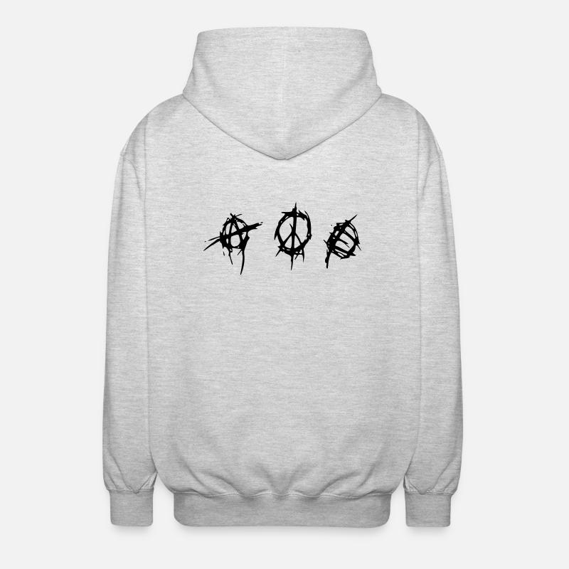 anarchy_peace_equality - Unisex Kapuzenjacke - Hellgrau meliert