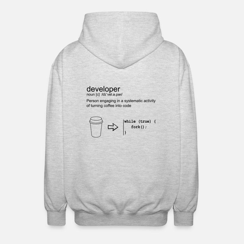 Developer & coffee - Veste à capuche unisexe - gris clair chiné