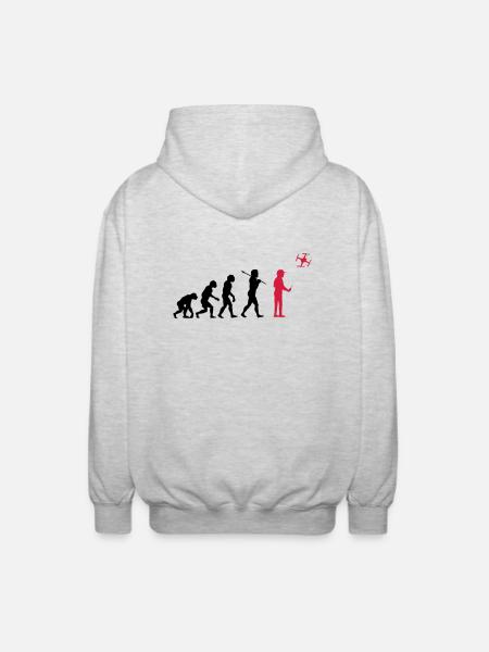 The drone evolution - Unisex Kapuzenjacke - Hellgrau meliert