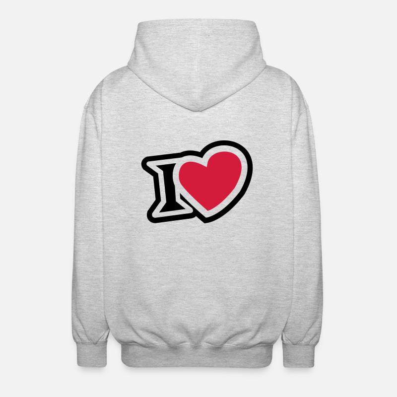I love 2clr - Veste à capuche unisexe - gris clair chiné