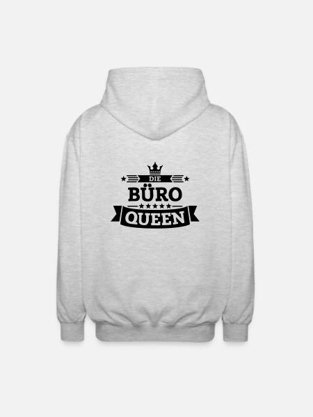 Die Büro-Queen - Unisex Kapuzenjacke - Hellgrau meliert