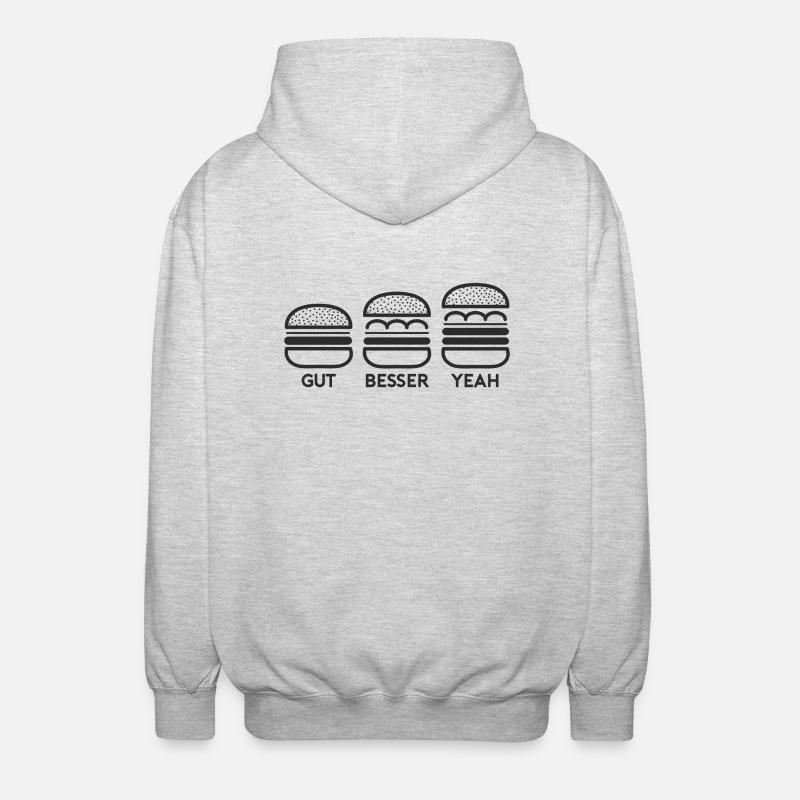 GUT BESSER YEAH BURGER - Unisex Kapuzenjacke - Hellgrau meliert