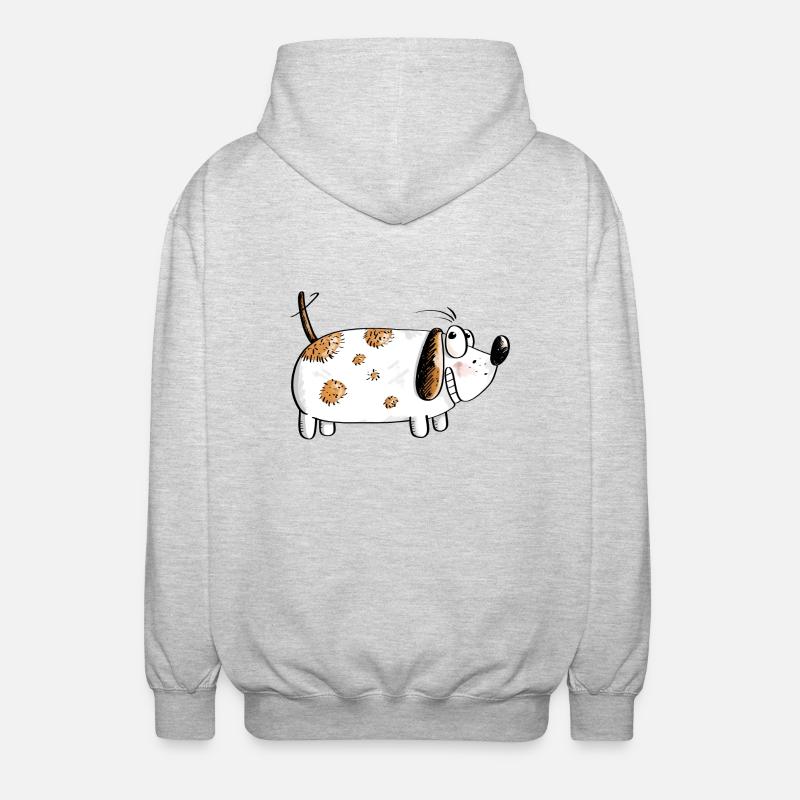Dicker Lustiger Hund - Hunde Comic - Unisex Kapuzenjacke - Hellgrau meliert