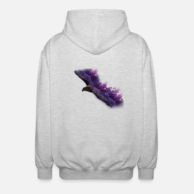 Eagle with smoke - Unisex Hooded Jacket - light heather grey