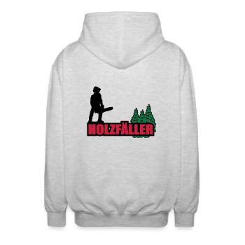 holzfäller - Unisex Kapuzenjacke - Hellgrau meliert - Hinten - AI Model Male 185 light (185cm)