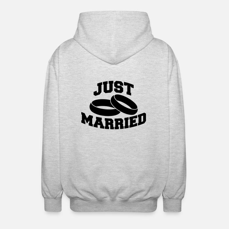 Just Married Rings Logo Design - Veste à capuche unisexe - gris clair chiné