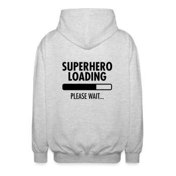 Superhero Loading- Please Wait... - Unisex Kapuzenjacke - Hellgrau meliert - Hinten - AI Model Male 185 light (185cm)