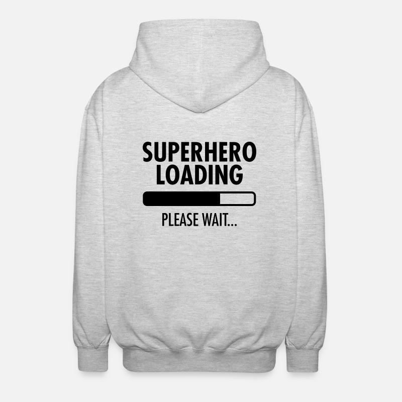 Superhero Loading- Please Wait... - Unisex Hooded Jacket - light heather grey