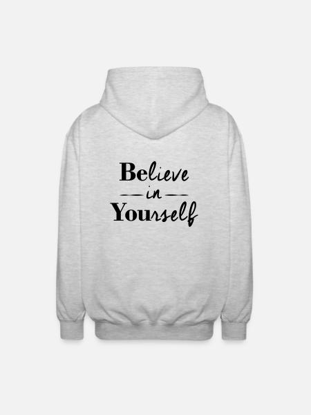 BElieve in YOUrself - Unisex Kapuzenjacke - Hellgrau meliert