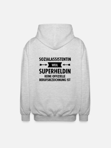 Sozialassistentin - Superheldin - Unisex Kapuzenjacke - Hellgrau meliert