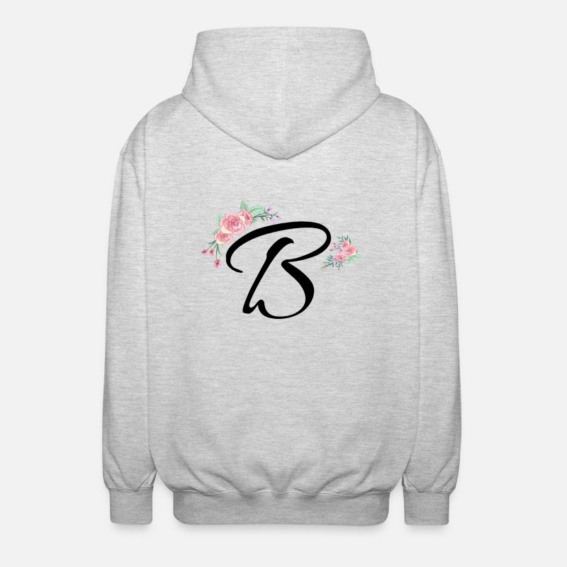Buchstabe b Blumen - Unisex Kapuzenjacke - Hellgrau meliert