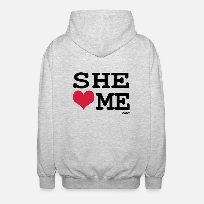 elle m'aime par wam - Veste à capuche unisexe - gris clair chiné