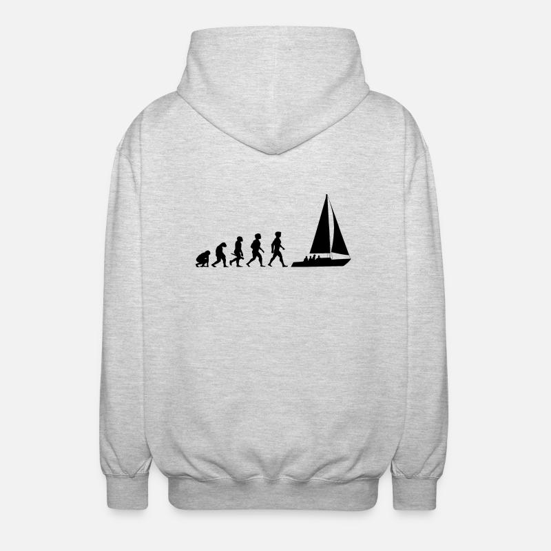 Evolution sailing sailboat sailing ship - Unisex Hooded Jacket - light heather grey