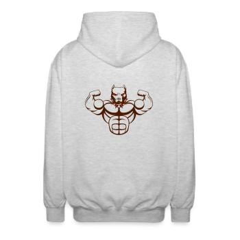 strong dog_02 - Unisex Kapuzenjacke - Hellgrau meliert - Hinten - AI Model Male 185 light (185cm)