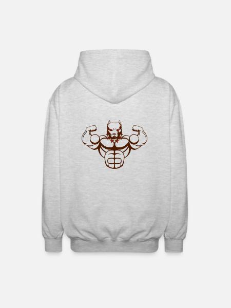 strong dog_02 - Unisex Kapuzenjacke - Hellgrau meliert