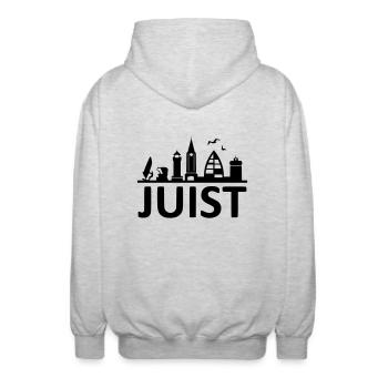Skyline - Juist - Unisex Kapuzenjacke - Hellgrau meliert - Hinten - AI Model Male 185 light (185cm)