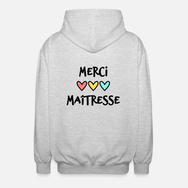 MAÎTRESSE. MERCI. MERCI MAÎTRESSE - Veste à capuche unisexe - gris clair chiné