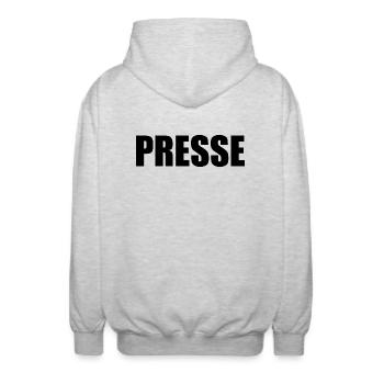 Presse - Unisex Kapuzenjacke - Hellgrau meliert - Hinten - AI Model Male 185 light (185cm)