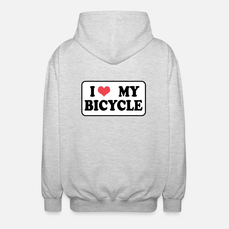 J'aime mon vélo bicyclette - Veste à capuche unisexe - gris clair chiné